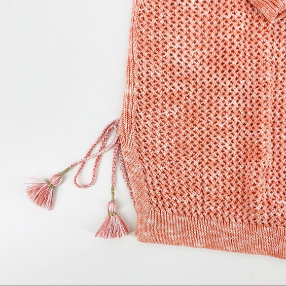 NWT Talbots Peach Coral Mesh Side Tie Sweater SMP - Picture 4 of 8